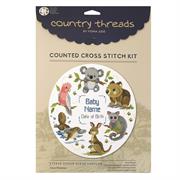 Cross Stitch Kit, Little Aussie Birth Sampler, 25cm round